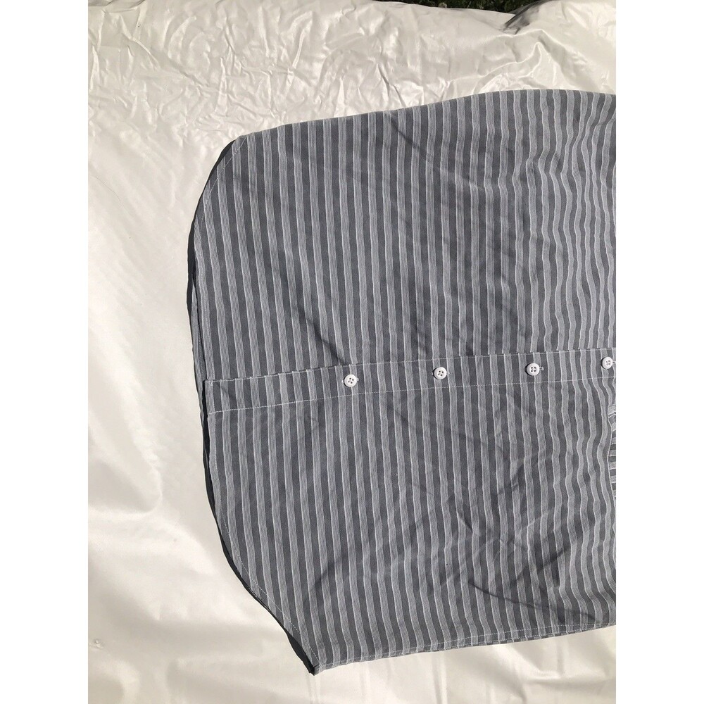 COLUMBIA Mens Medium Shirt Gray Striped Zippered Pocket Vented Back - Picture 3 of 7